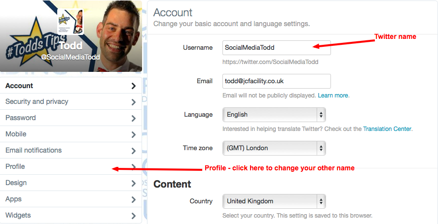 Changing your Twitter name