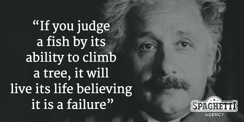 “If you judge a fish by its ability to climb a tree it will live its life believing it is a failure”