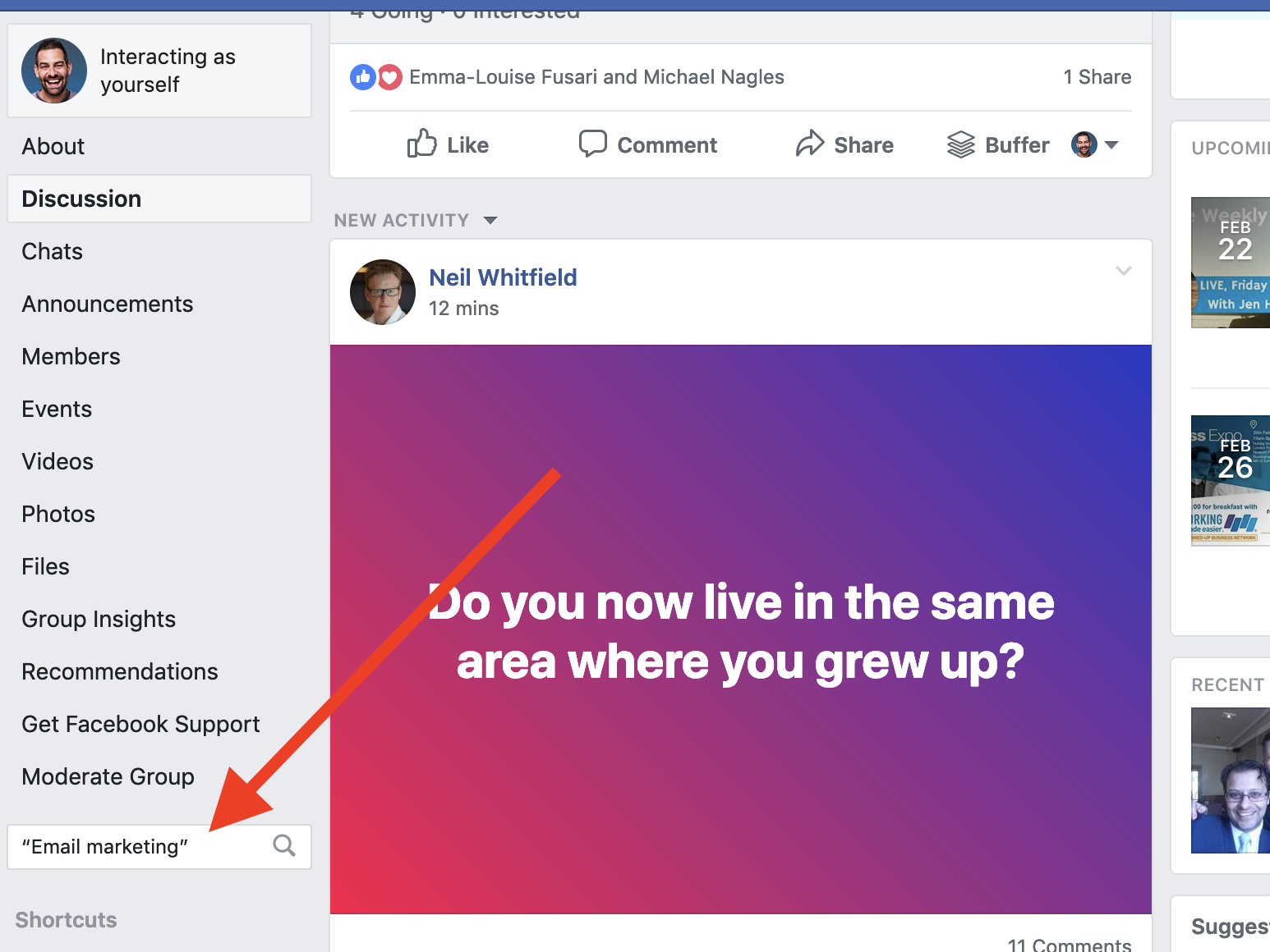 Searching Facebook groups